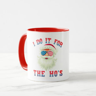 Caneca Papai Noel Engraçado - Eu Faço Isso Pelas HO's