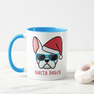 Caneca Papai Noel engraçado francês branco Patas de Natal