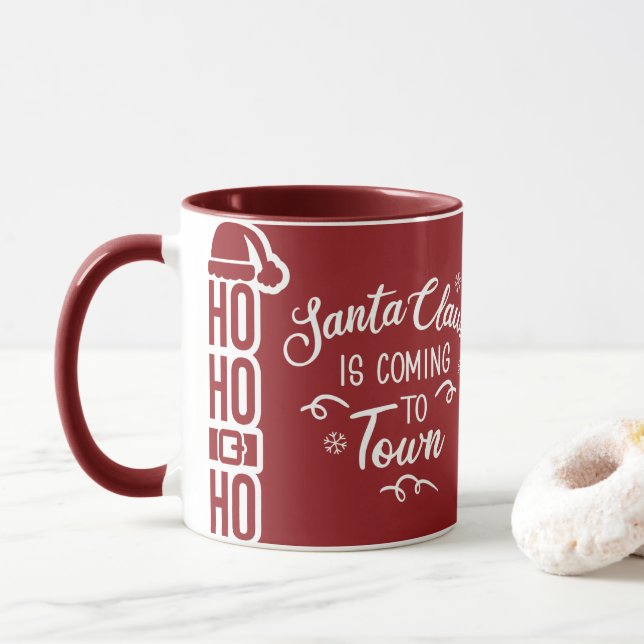 Caneca Papai Noel está vindo ao Natal (Com Donut)