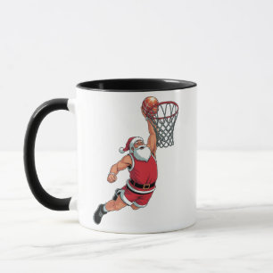 Caneca Papai Noel Jogando Basquete Amantes do Esporte de