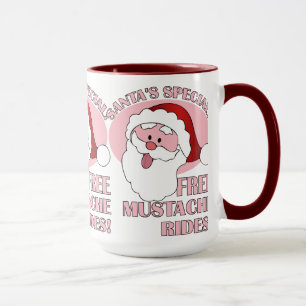 Caneca Papai noel Mustache Rides mug - escolha estilo, co