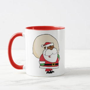 Caneca Papai Noel Negro com Saco de Brinquedos