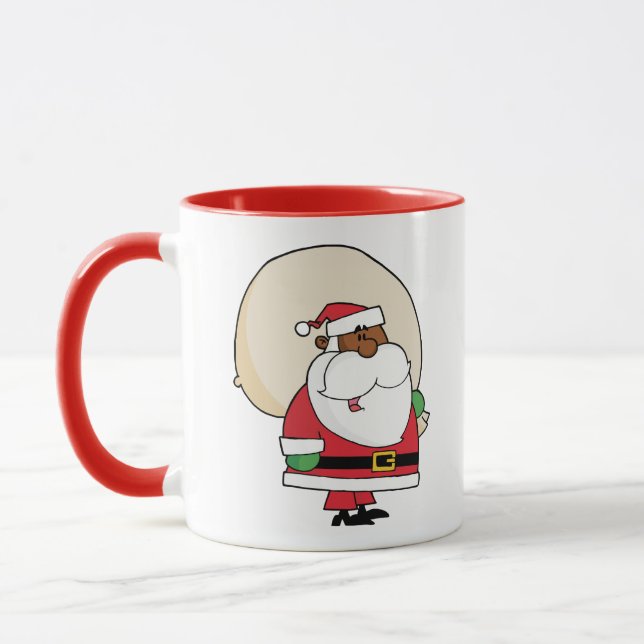 Caneca Papai Noel Negro com Saco de Brinquedos (Esquerda)