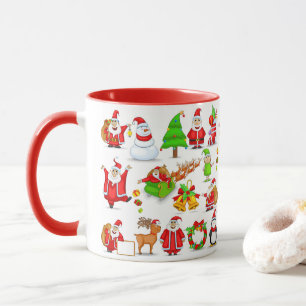 Caneca Papai Noel, Neve, Elves, Reindeer, Pinguim
