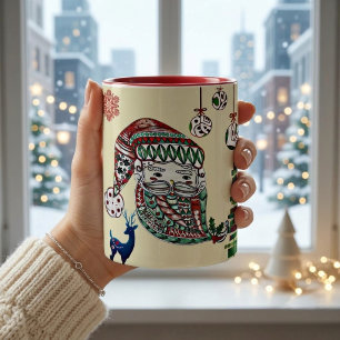 Caneca Papai Noel Nórdico Natal Pai Vintage Rústico