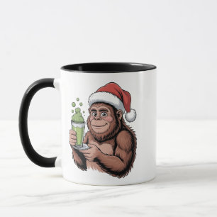 Caneca Papai Noel Pé Grande Engraçado Sasquatch Segurando