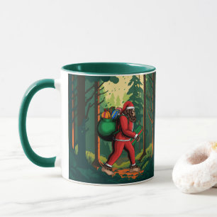 Caneca Papai Noel Pé Grande Floresta Entregando Presentes