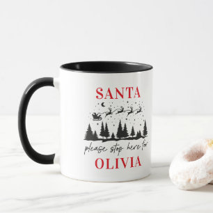 Caneca Papai Noel, por favor pare aqui para o Natal tradi