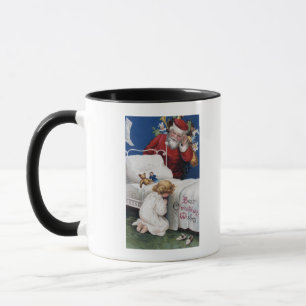 Caneca Papai noel que olha Praying da menina