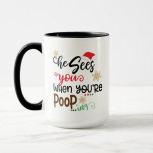 Caneca Papai Noel Te Vê Quando Você Está Fazendo Cocô Nat