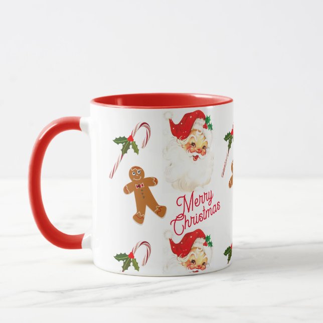Caneca Papai Noel Vintage Natal Feriado (Esquerda)