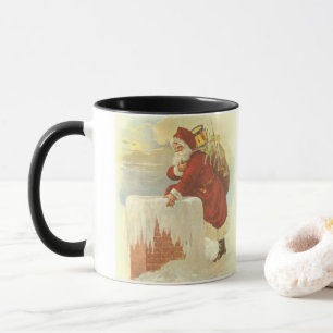Caneca Papai Noel Vitoriano Natal Antigo na Chaminé