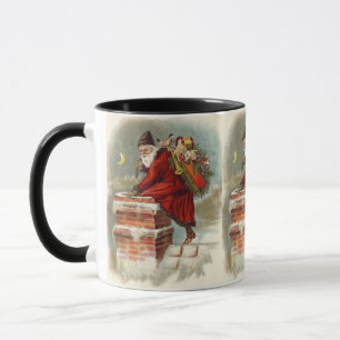 Caneca Papai Noel Vitoriano Natal Antigo no Telhado