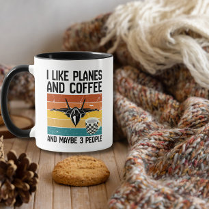 Caneca Papai Piada de Aniversário Eu Gosto de Aviões Café