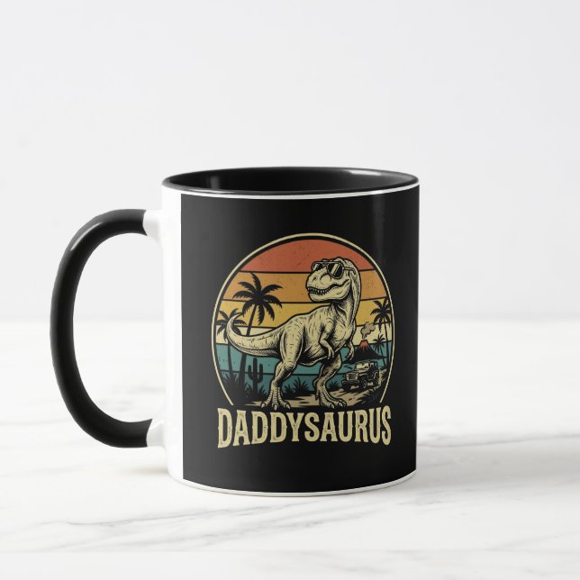 Caneca Papai Trex Dinossauro Daddysaurus Retro Dia dos Pa (Esquerda)