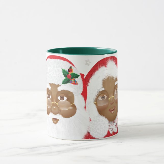 Caneca Papais noeis afro-americanos e Sra. Claus Natal (Centro)