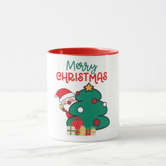 Caneca Papais noeis, Árvore e Presentes de Natal feliz