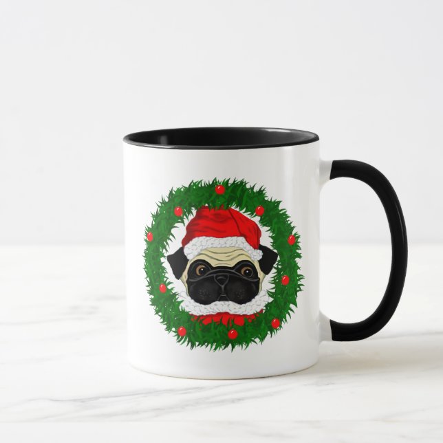 Caneca Papais noeis bonitos de Natal em Wreath (Direita)