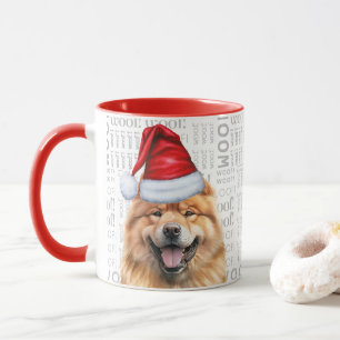 Caneca Papais noeis Cachorro de Chow Bonitos Natal De Fun