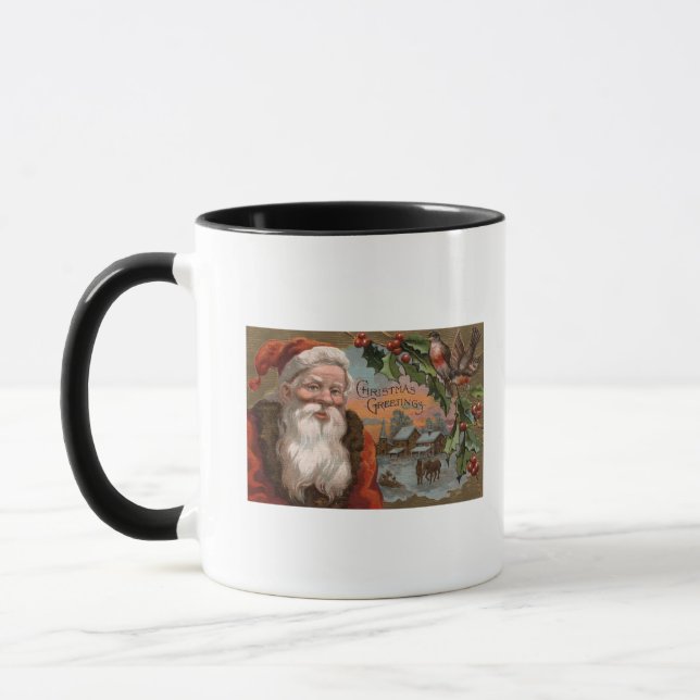 Caneca Papais noeis com Holly, cena da aldeia (Esquerda)