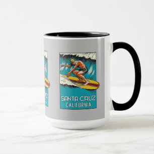 Caneca Papais noeis Cruz California Vintage Art Surfing M