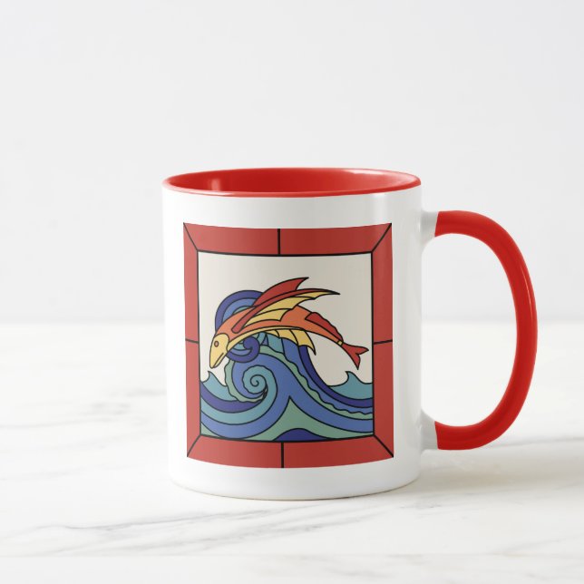 Caneca Papais noeis da ilha da Catalunha Azulejo de Peixe (Direita)