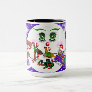 Caneca Papais noeis da Lua de Natal & Weenie Dogs Mug