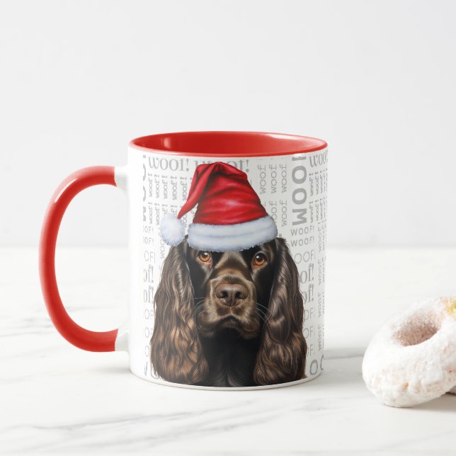Caneca Papais noeis de Cachorro Castanho Espanhol Woody N (Com Donut)
