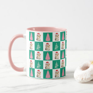 Caneca Papais noeis de gatinho giro Feliz Festa de Natal