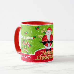Caneca Papais noeis de GORDURA com Candy Cane e Holly em