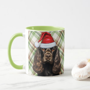 Caneca Papais noeis de Natal do Brown Cocker Spaniel no N