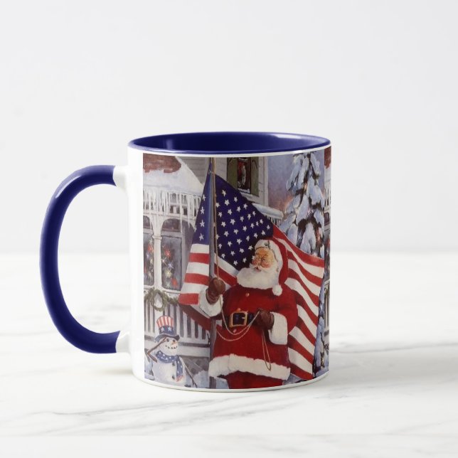 Caneca Papais noeis de Natal Patriotas com Bandeira Ameri (Esquerda)