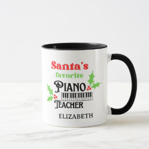 Caneca Papais noeis de Piano Favorito Professor de Natal