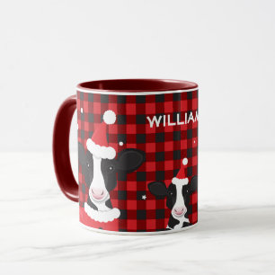 Caneca Papais noeis de Vaca Nome da Xadrez Vermelha Fazen