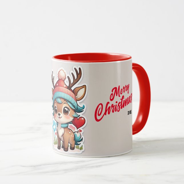 Caneca Papais noeis Deer Feliz Natal para mim Saudação (Frente Esquerda)