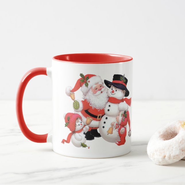 Caneca Papais noeis e boneco de neve (Com Donut)