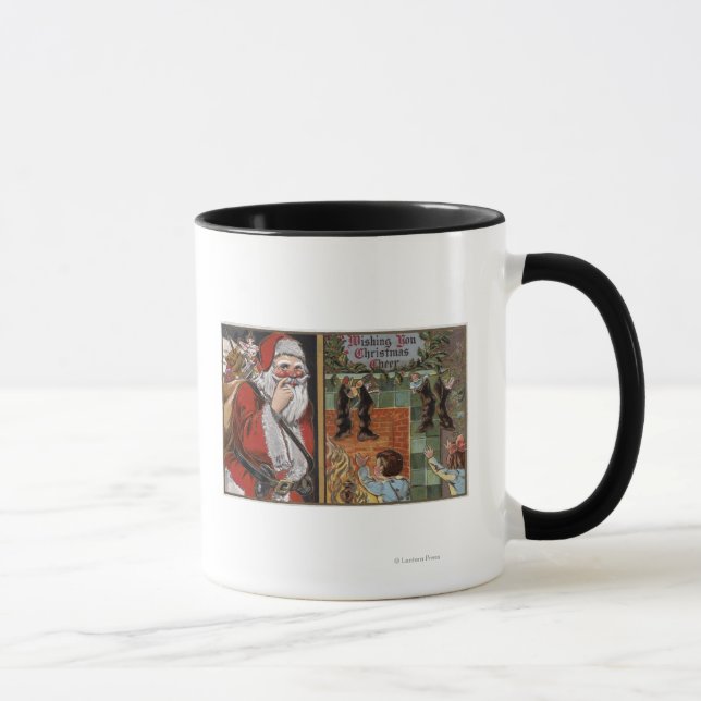 Caneca Papais noeis e Crianças à procura da Chaminé (Direita)