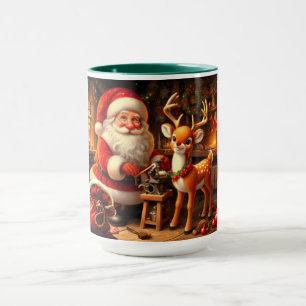 Caneca Papais noeis e renas bonitos