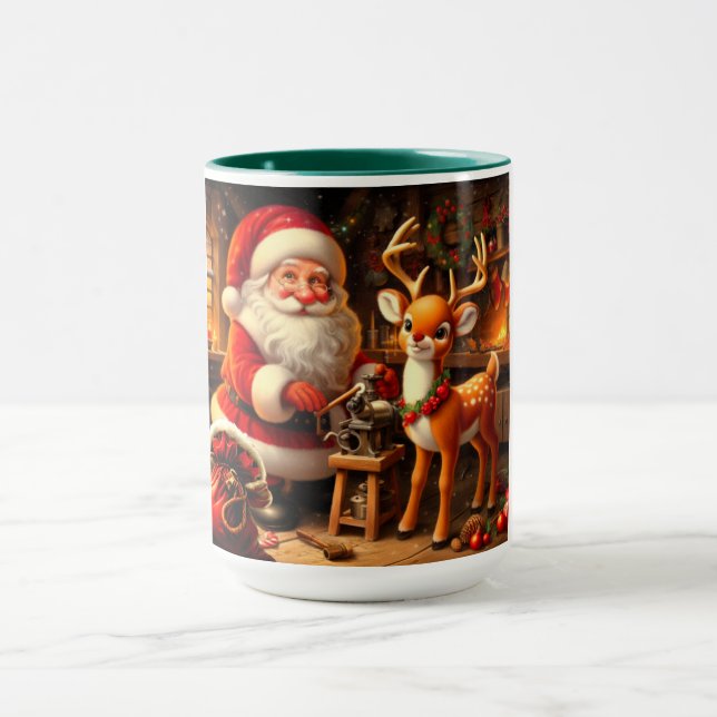 Caneca Papais noeis e renas bonitos (Centro)