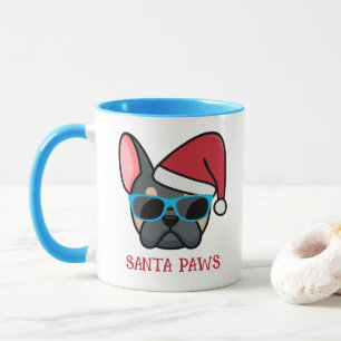 Caneca Papais noeis Engraçados Azul Tan Frenchie Natal