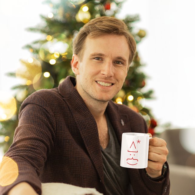 Caneca Papais noeis Engraçados Emoticon Nerd Geek-branco (Funny Emoticon Santa Cute Geek Nerd Hot Cocoa Milk Mug)