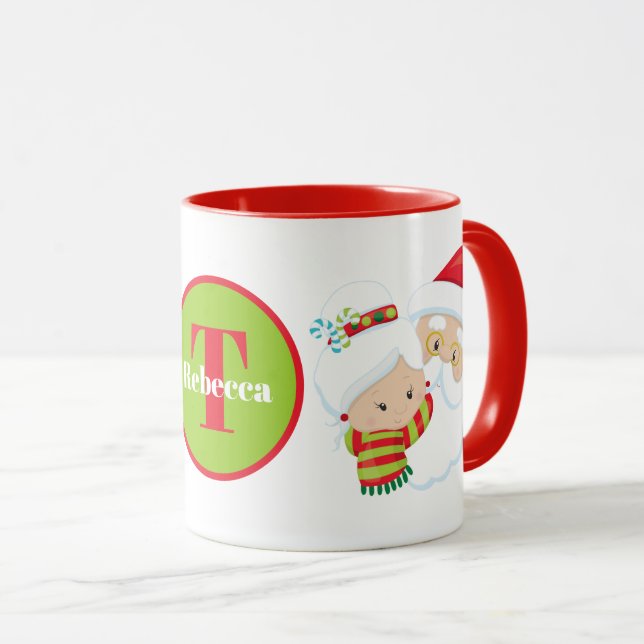 Caneca Papais noeis festivos e a Sra. Claus acrescentam n (Frente Esquerda)