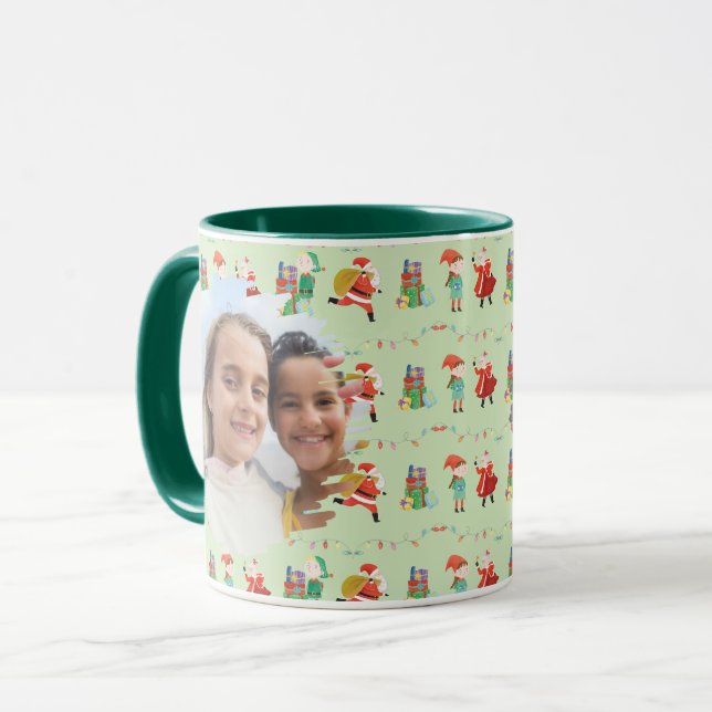 Caneca Papais noeis Festivos E Mug De Foto Elf - Presente (Frente Esquerda)