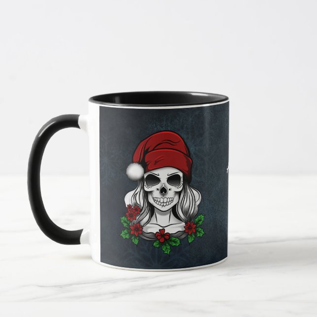 Caneca Papais noeis Gótica Whimsical Natal Skull (Esquerda)
