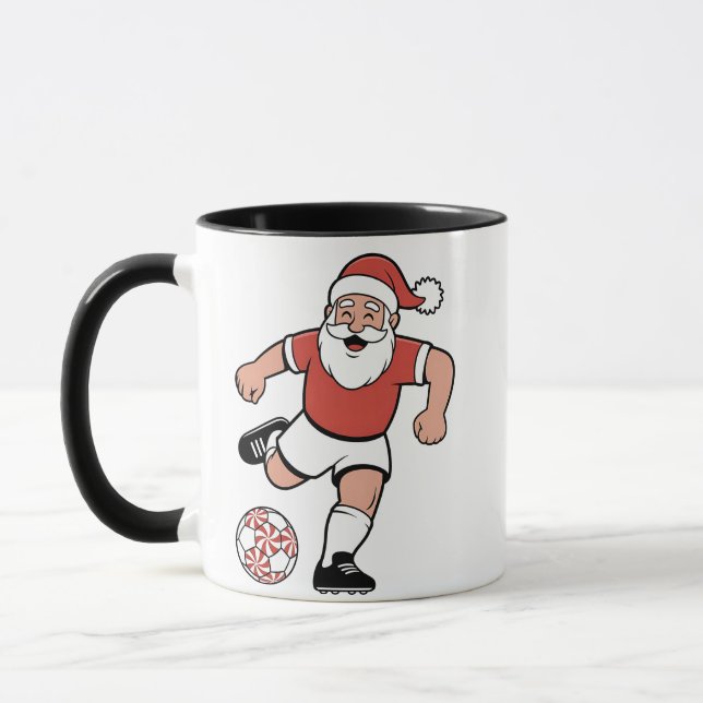 Caneca Papais noeis Jogando Futebol Jogador de Natal Espo (Esquerda)