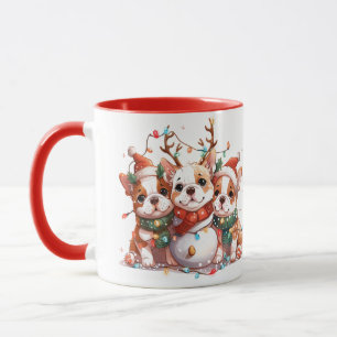Caneca Papais noeis para o Bulldog em Inglês de Natal