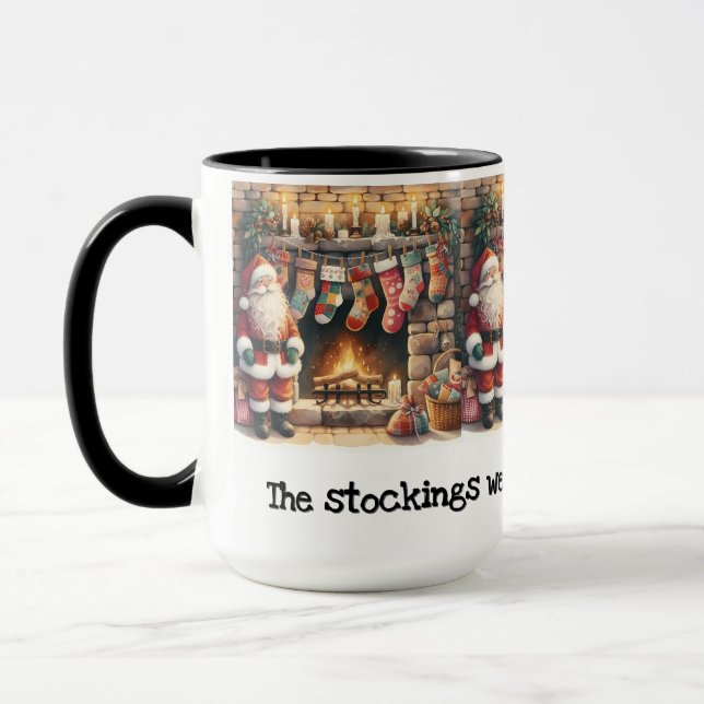 Caneca Papais noeis por Lareira das existências de Natal (Esquerda)