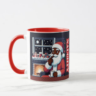 Caneca Papais noeis Pretos Pixel Naufragados Ou Boa Noite