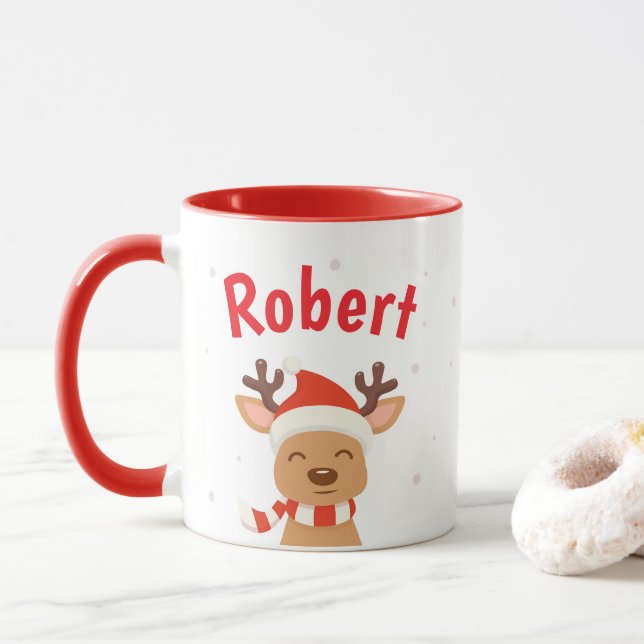Caneca Papais noeis Raindeer Personalizam Mug de Café Nat (Com Donut)