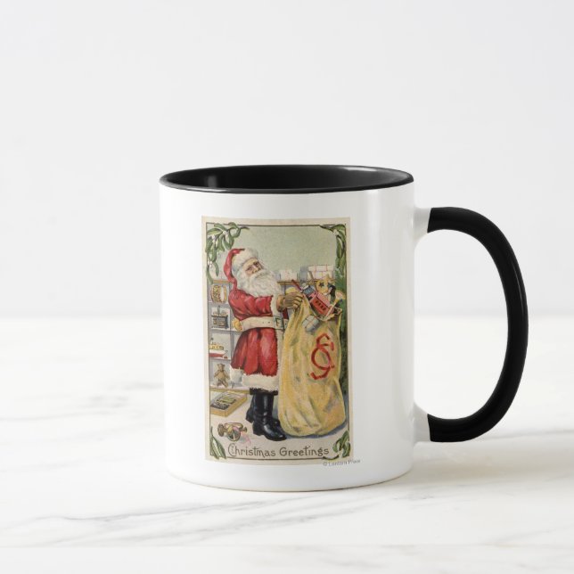 Caneca Papais noeis segurando um pano transbordante de br (Direita)